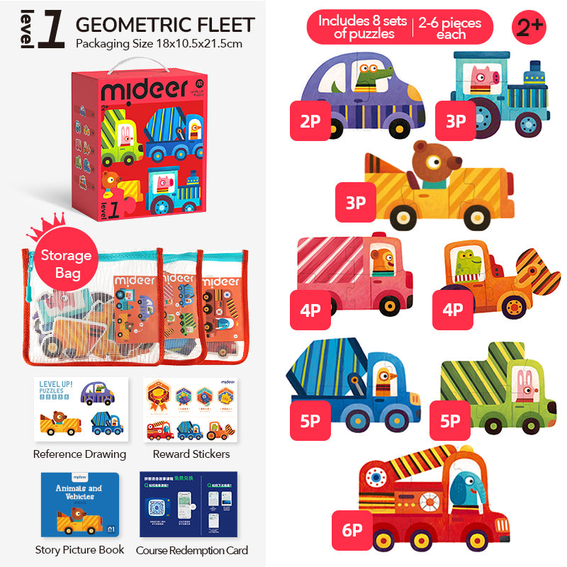 Level Up Puzzles — 1. līmeņa transportlīdzekļi