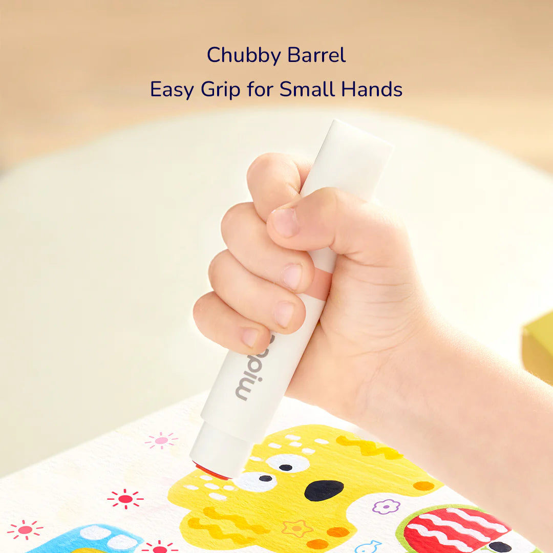 Divpusējs mazgājams marķieris - apaļš uzgalis un zīmogs - 6 krāsas