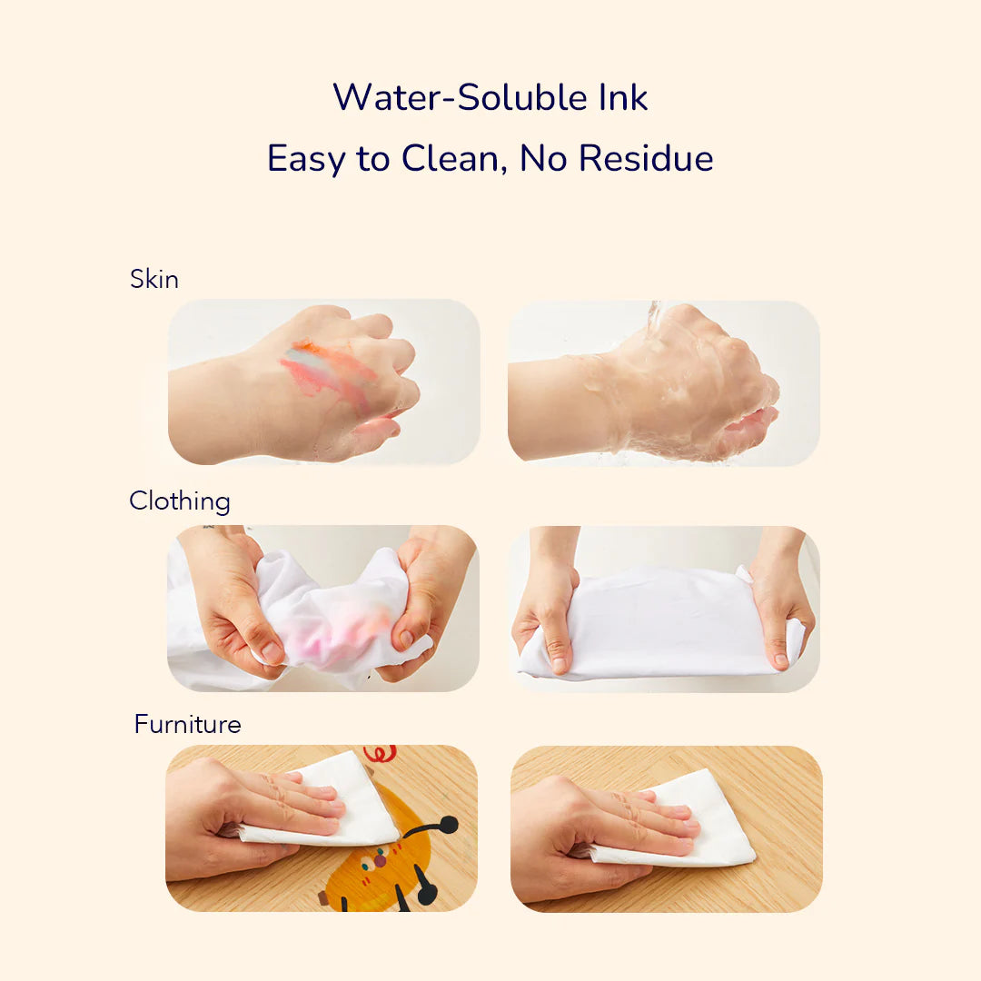 Divpusējs mazgājams marķieris - apaļš uzgalis un zīmogs - 6 krāsas