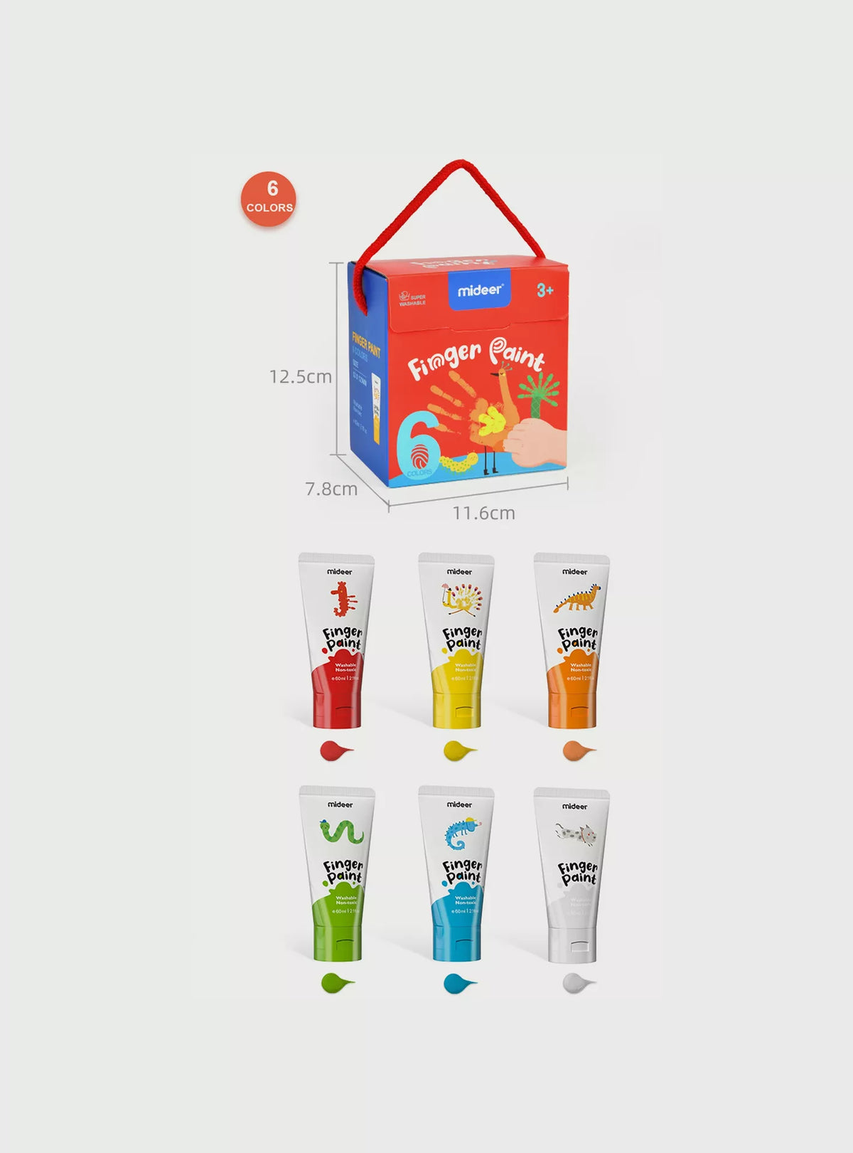 Paints for drawing with fingers - 6 colors