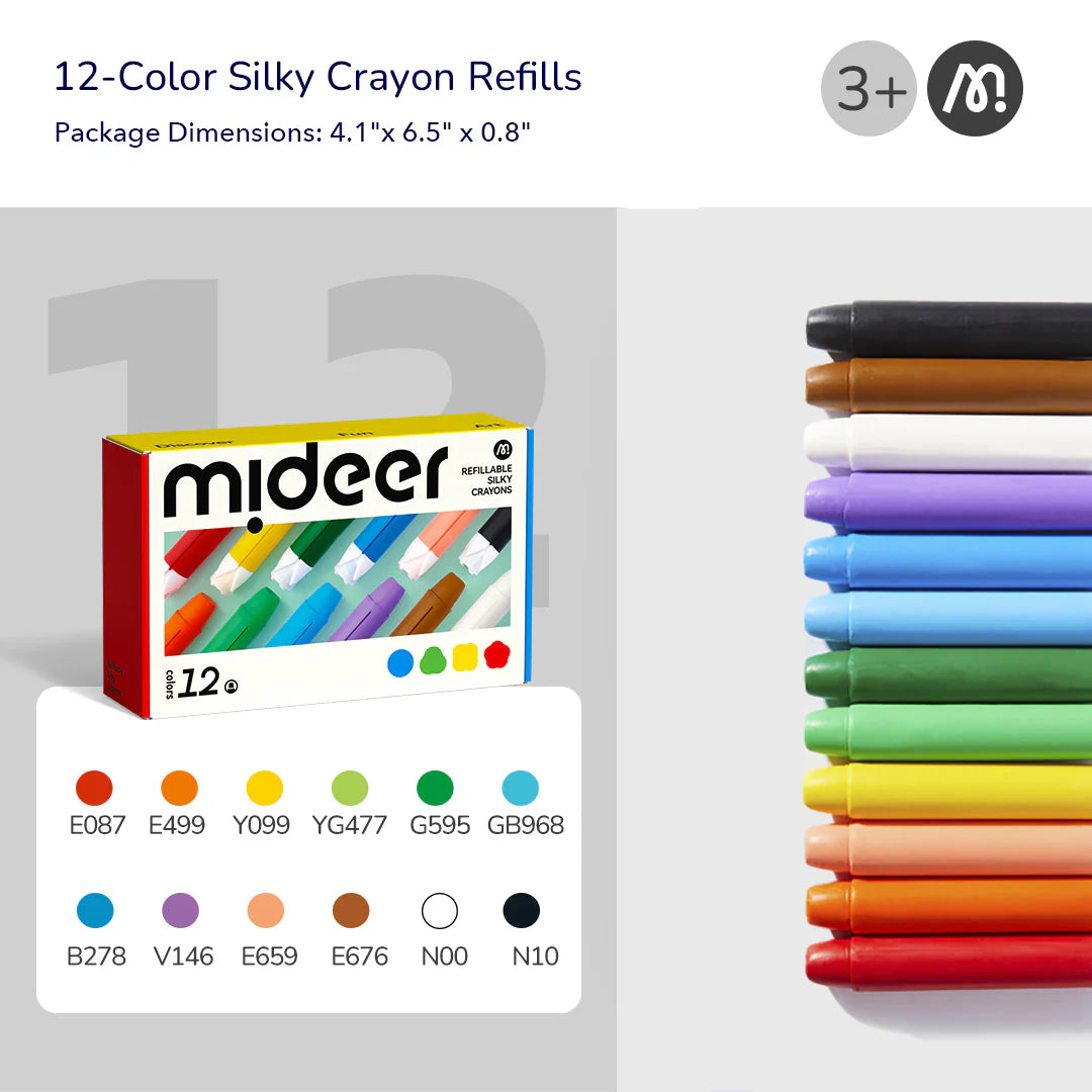 Zīdaino krītiņu papildinājums - 12 krāsas