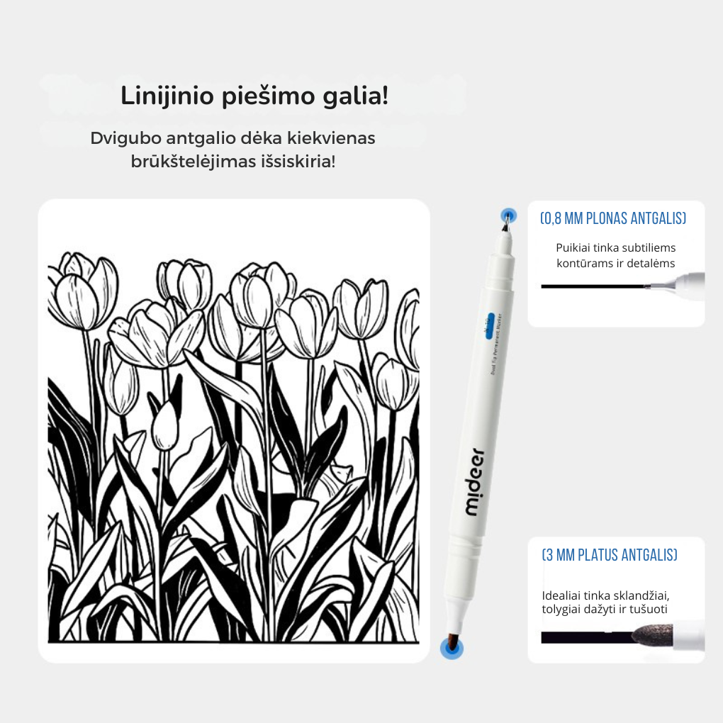 Dual-Tip Oil-Based Permanent Markers - 3 Pieces