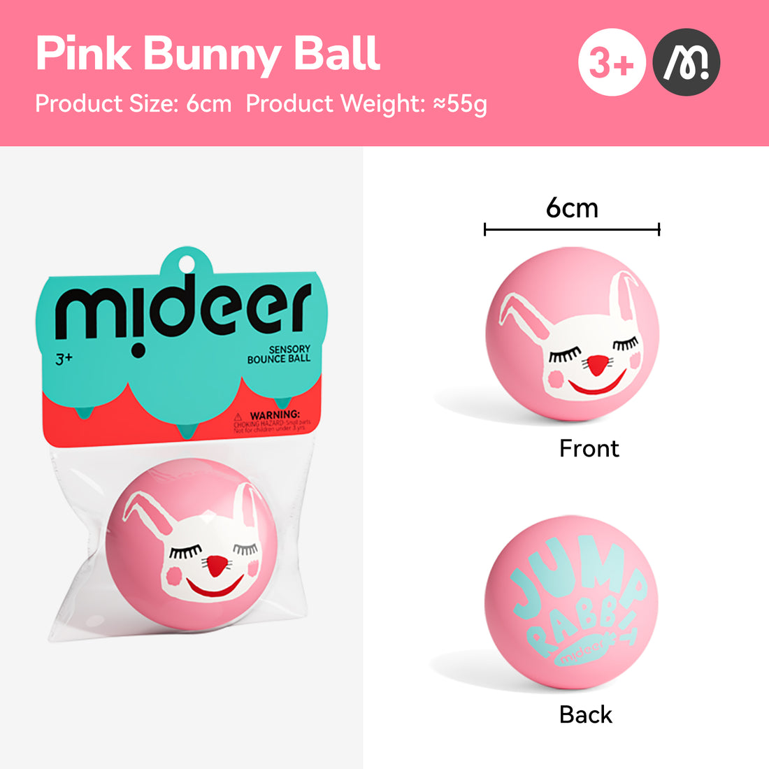 Sensorinis kamuoliukas Pink Bunny