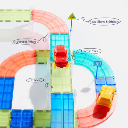Racing Track Grooved Magnetic Tiles 115P 
